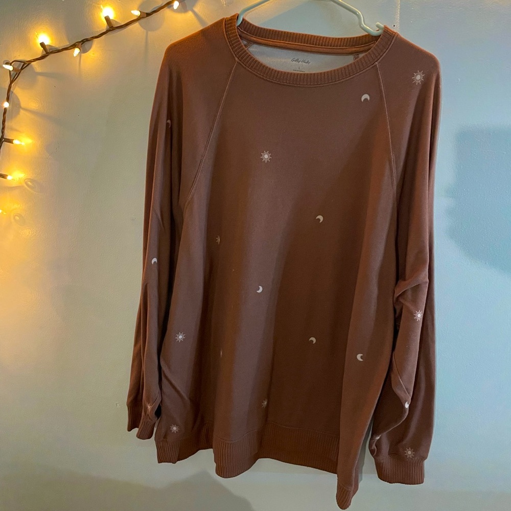 Sun and moon brown oversized crewneck sweater